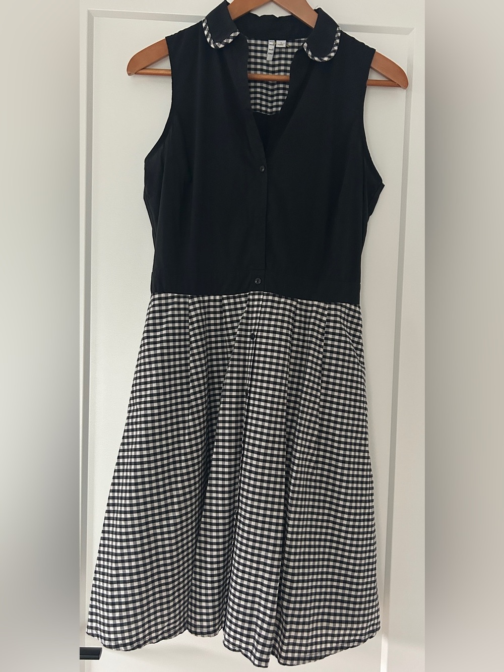 Elle Black Sleeveless Bodice with Black & White Gingham Skirt Dress
